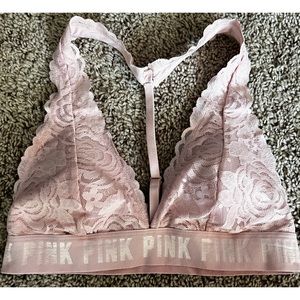 Laced lightly padded t-back bra